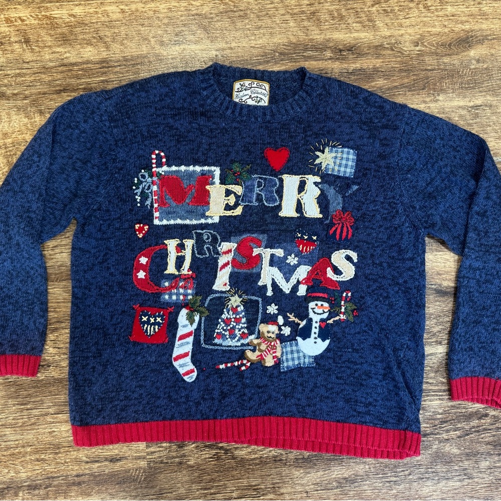 Vintage 90s heirloom collectibles Christmas embroidered sweater size large